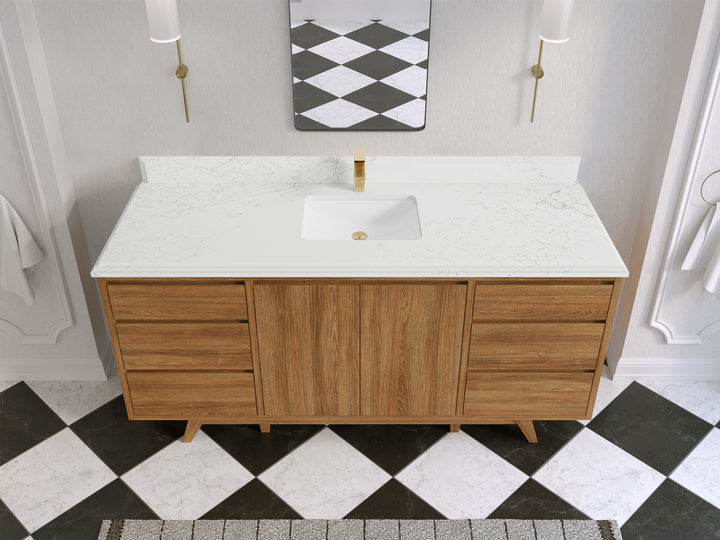 Madison Teak Wood 72 in. W x 22 in. D Single Sink Bathroom Vanity - photo 25