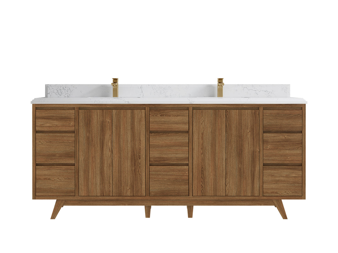 Madison Teak Wood 80 in. W x 22 in. D Double Sink Bathroom Vanity