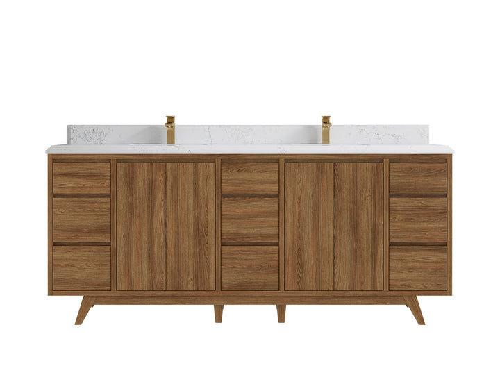 Madison Teak Wood 80 in. W x 22 in. D Double Sink Bathroom Vanity - photo 26