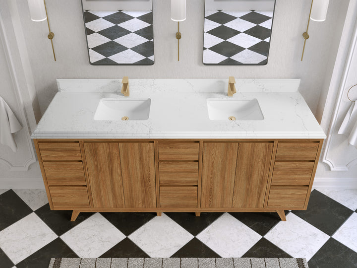 Madison Teak Wood 80 in. W x 22 in. D Double Sink Bathroom Vanity - photo 25