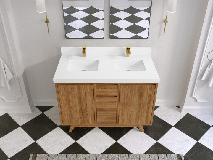 Madison Teak Wood 48 in. W x 22 in. D Double Sink Bathroom Vanity - photo 6