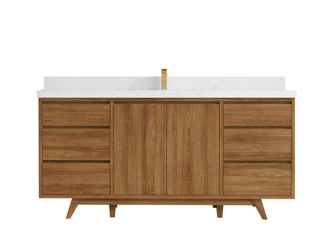 Madison Teak Wood 72 in. W x 22 in. D Single Sink Bathroom Vanity