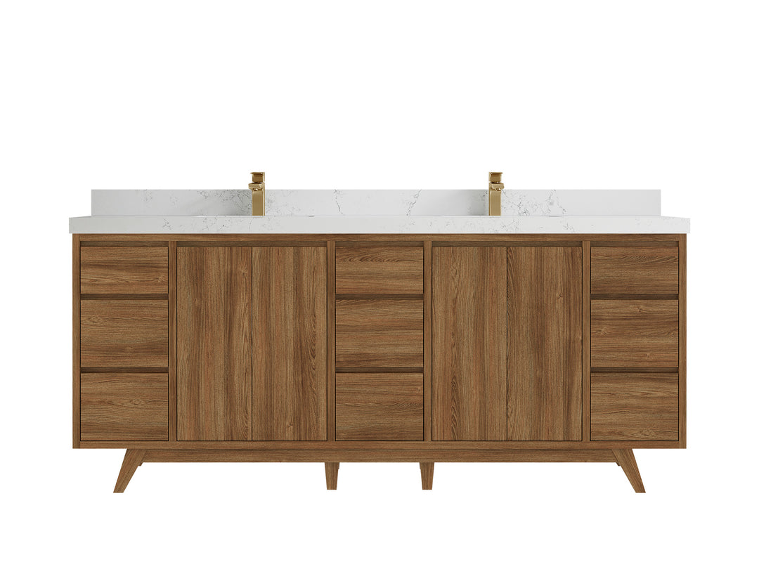 Madison Teak Wood 80 in. W x 22 in. D Double Sink Bathroom Vanity