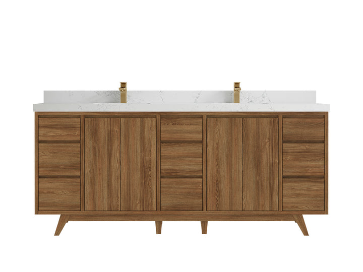 Madison Teak Wood 80 in. W x 22 in. D Double Sink Bathroom Vanity - photo 30