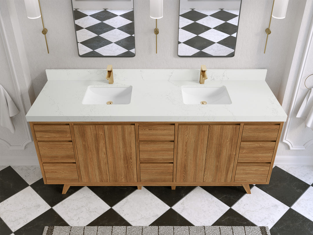 Madison Teak Wood 80 in. W x 22 in. D Double Sink Bathroom Vanity