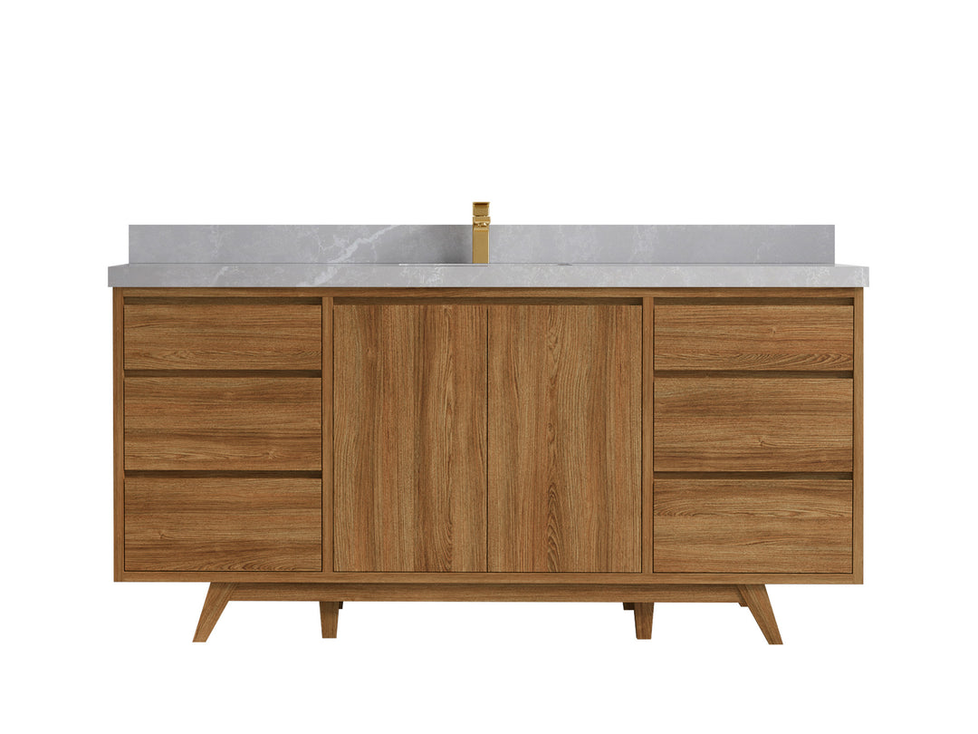 Madison Teak Wood 72 in. W x 22 in. D Single Sink Bathroom Vanity