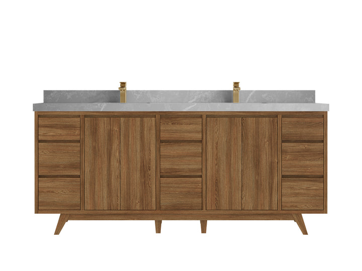 Madison Teak Wood 80 in. W x 22 in. D Double Sink Bathroom Vanity - photo 32