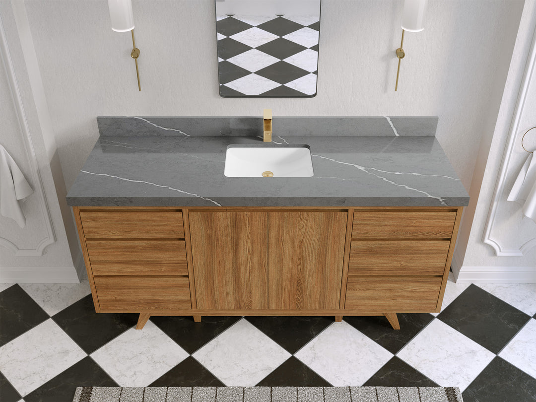 Madison Teak Wood 72 in. W x 22 in. D Single Sink Bathroom Vanity