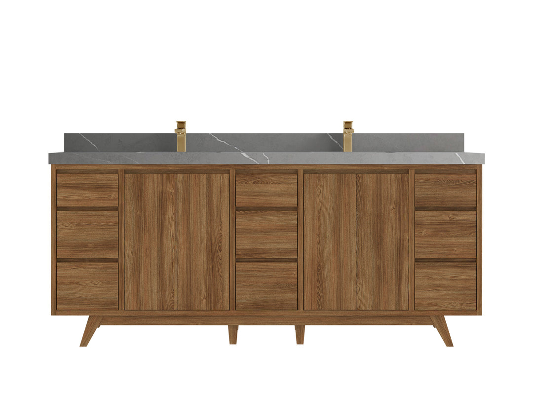 Madison Teak Wood 80 in. W x 22 in. D Double Sink Bathroom Vanity