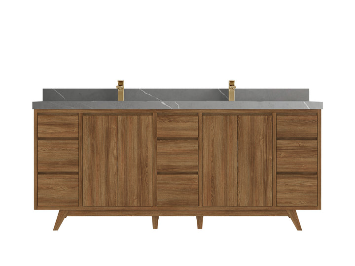 Madison Teak Wood 80 in. W x 22 in. D Double Sink Bathroom Vanity - photo 34