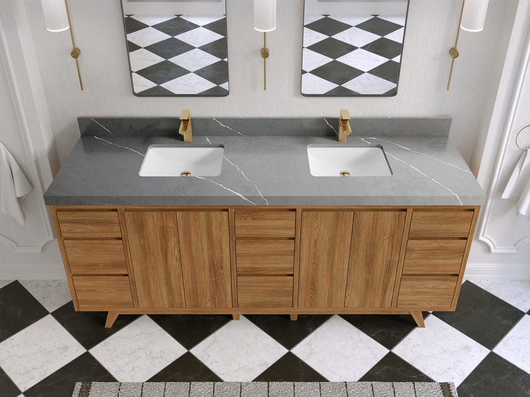 Madison Teak Wood 80 in. W x 22 in. D Double Sink Bathroom Vanity