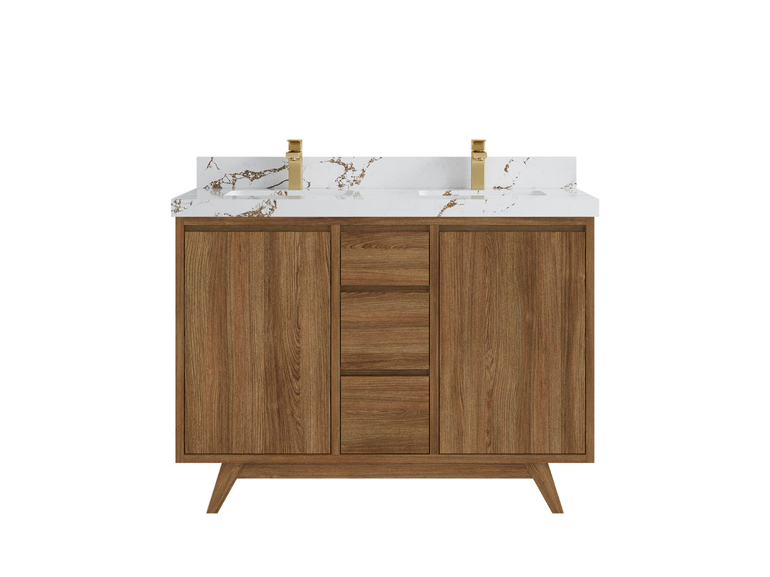 Madison Teak Wood 48 in. W x 22 in. D Double Sink Bathroom Vanity