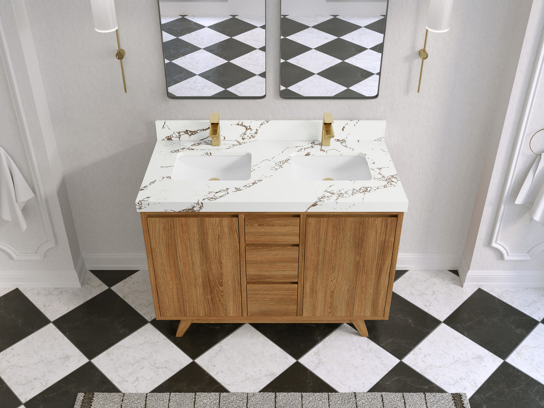 Madison Teak Wood 48 in. W x 22 in. D Double Sink Bathroom Vanity