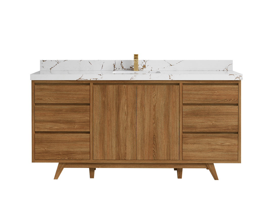 Madison Teak Wood 72 in. W x 22 in. D Single Sink Bathroom Vanity