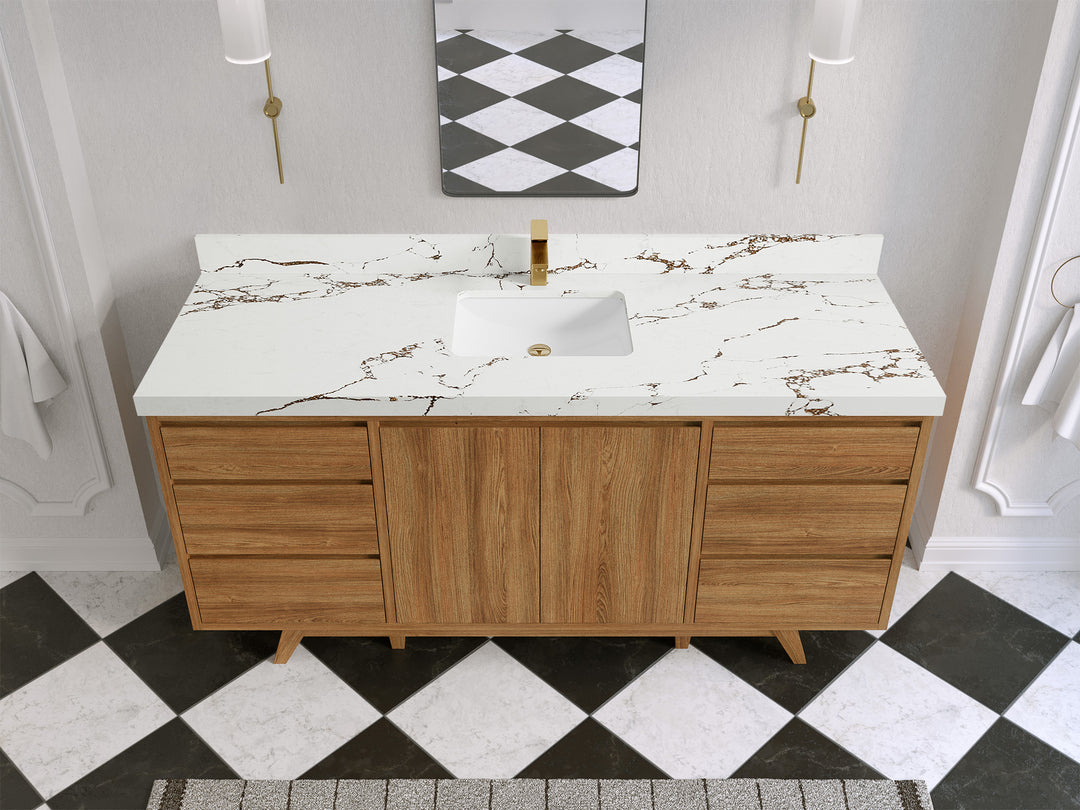 Madison Teak Wood 72 in. W x 22 in. D Single Sink Bathroom Vanity