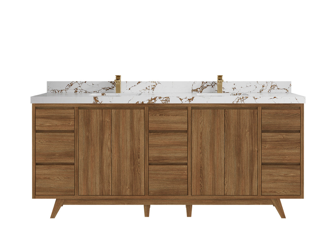 Madison Teak Wood 80 in. W x 22 in. D Double Sink Bathroom Vanity