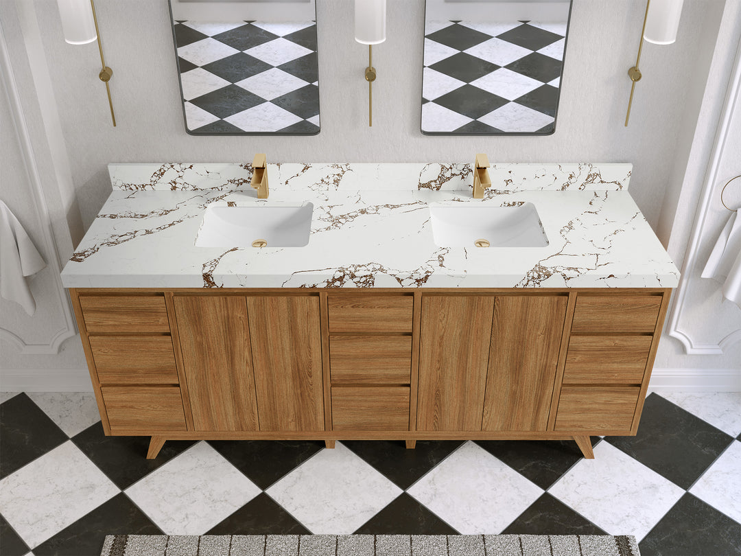 Madison Teak Wood 80 in. W x 22 in. D Double Sink Bathroom Vanity