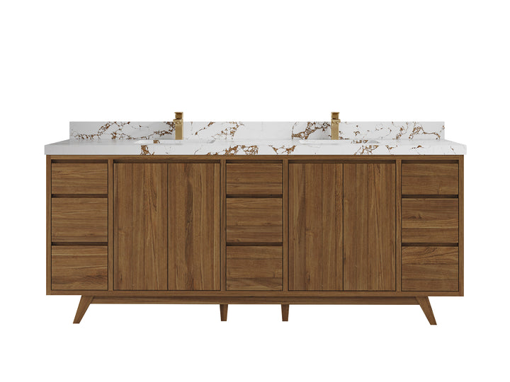 Madison Teak Wood 84 in. W x 22 in. D Double Sink Bathroom Vanity - photo 22