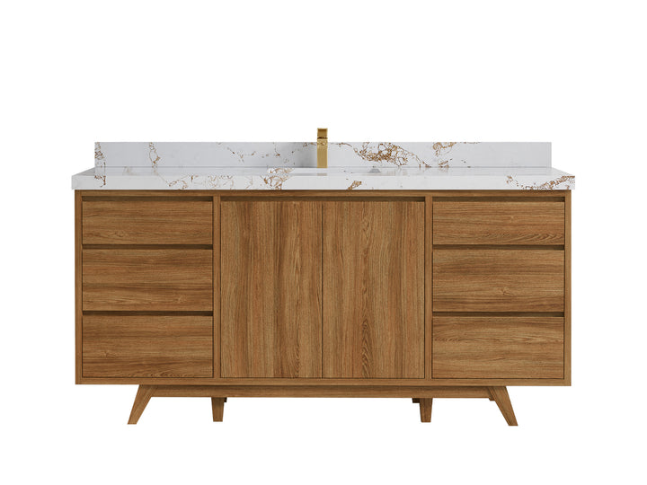 Madison Teak Wood 72 in. W x 22 in. D Single Sink Bathroom Vanity - photo 38