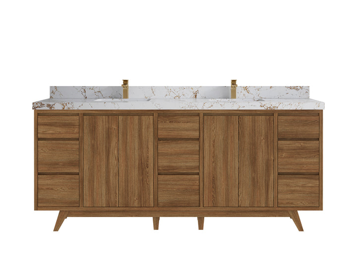 Madison Teak Wood 80 in. W x 22 in. D Double Sink Bathroom Vanity - photo 38
