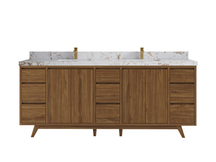 Madison Teak Wood 84 in. W x 22 in. D Double Sink Bathroom Vanity - photo 23