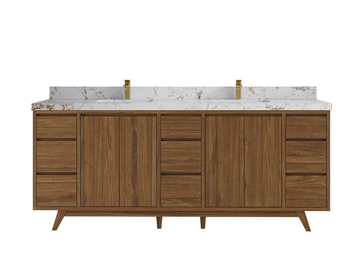 Madison Teak Wood 80 in. W x 22 in. D Double Sink Bathroom Vanity - photo 16