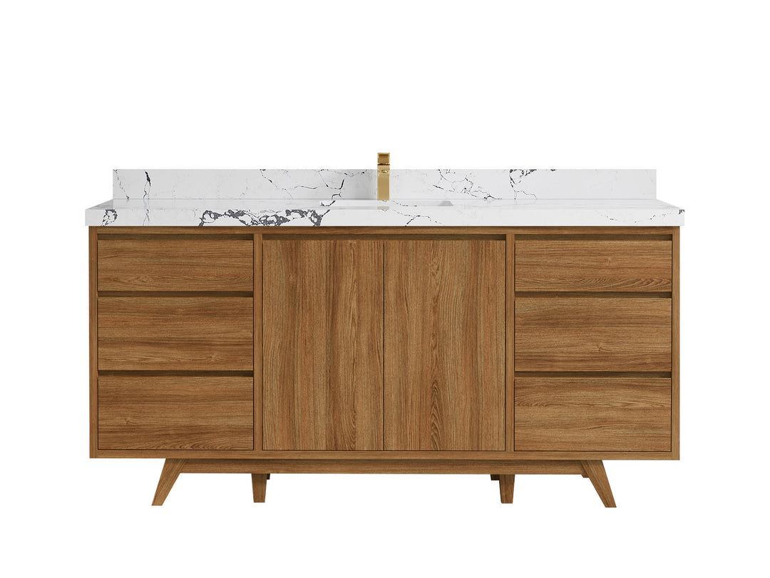 Madison Teak Wood 72 in. W x 22 in. D Single Sink Bathroom Vanity