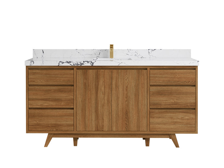 Madison Teak Wood 72 in. W x 22 in. D Single Sink Bathroom Vanity - photo 40