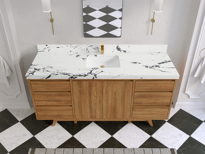 Madison Teak Wood 72 in. W x 22 in. D Single Sink Bathroom Vanity - photo 39