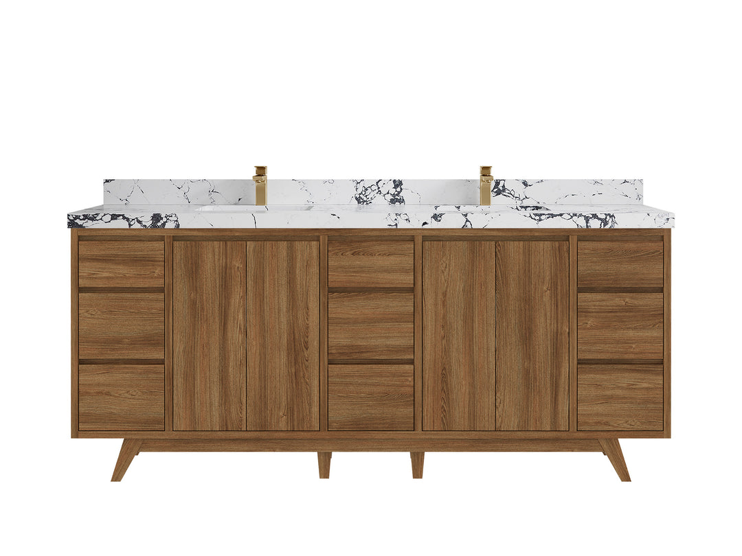 Madison Teak Wood 80 in. W x 22 in. D Double Sink Bathroom Vanity
