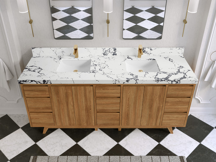 Madison Teak Wood 80 in. W x 22 in. D Double Sink Bathroom Vanity - photo 39