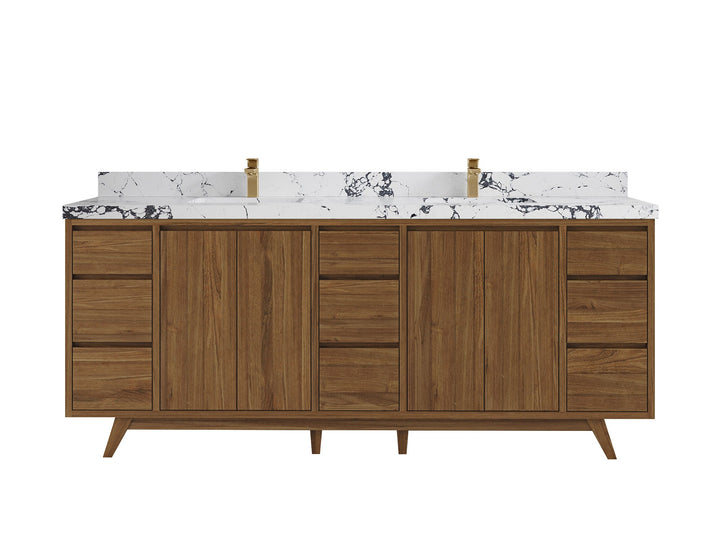 Madison Teak Wood 80 in. W x 22 in. D Double Sink Bathroom Vanity - photo 17
