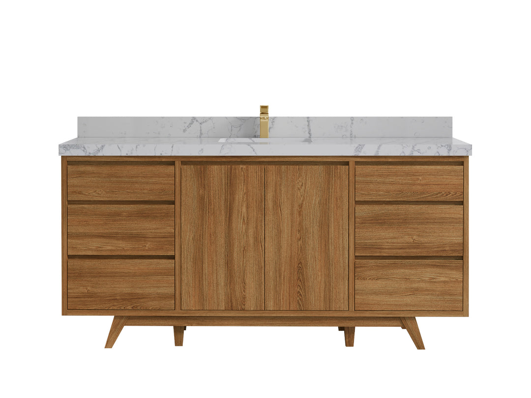 Madison Teak Wood 72 in. W x 22 in. D Single Sink Bathroom Vanity
