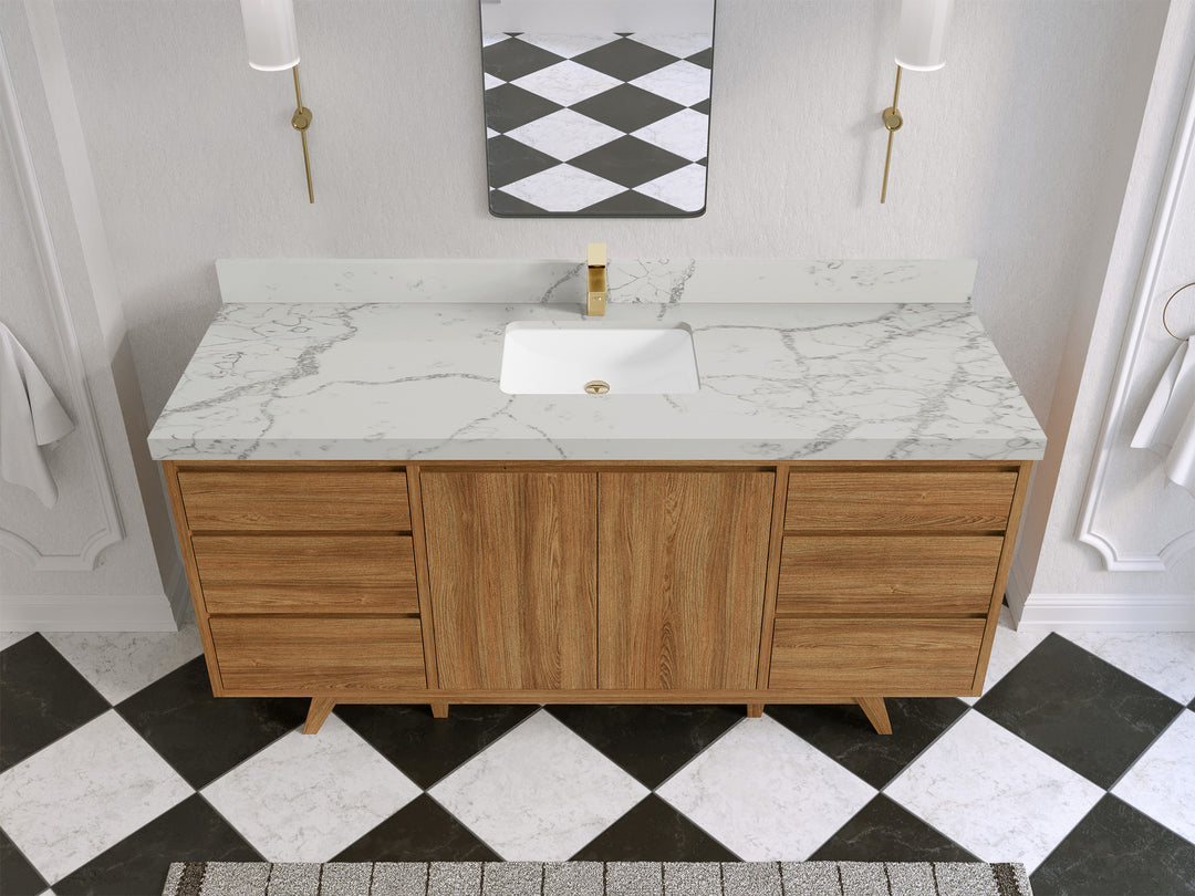 Madison Teak Wood 72 in. W x 22 in. D Single Sink Bathroom Vanity