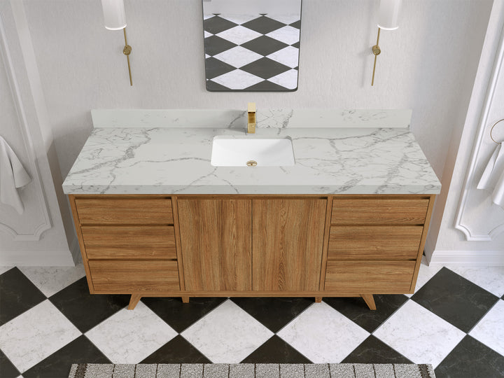 Madison Teak Wood 72 in. W x 22 in. D Single Sink Bathroom Vanity - photo 41