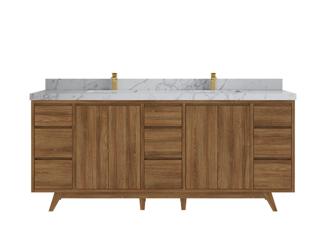 Madison Teak Wood 80 in. W x 22 in. D Double Sink Bathroom Vanity