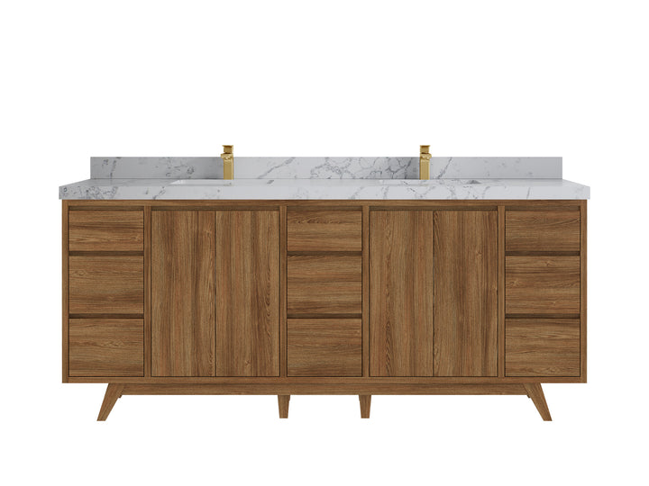 Madison Teak Wood 80 in. W x 22 in. D Double Sink Bathroom Vanity - photo 42