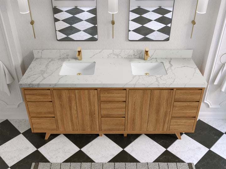 Madison Teak Wood 80 in. W x 22 in. D Double Sink Bathroom Vanity - photo 41