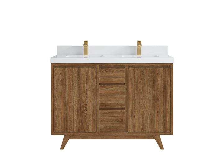 Madison Teak Wood 48 in. W x 22 in. D Double Sink Bathroom Vanity - photo 15