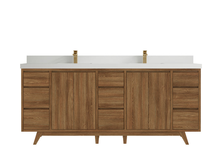 Madison Teak Wood 80 in. W x 22 in. D Double Sink Bathroom Vanity - photo 44