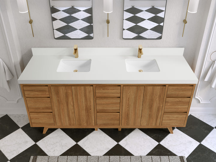 Madison Teak Wood 80 in. W x 22 in. D Double Sink Bathroom Vanity - photo 43