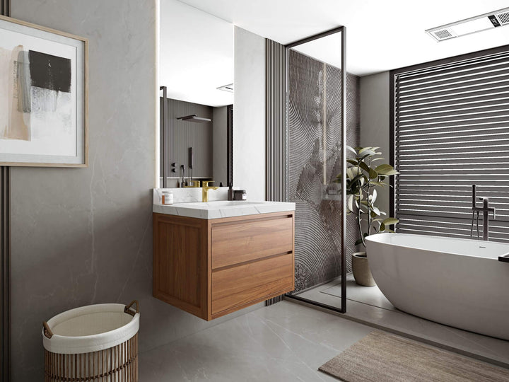 Madison Floating Teak 30 in. W x 22 in. D Single Sink Bathroom Vanity - photo 2