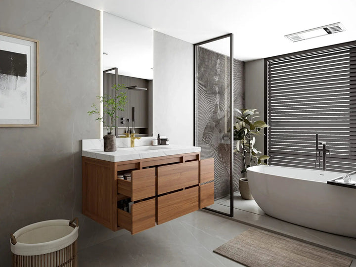 Madison Floating Teak 42 in. W x 22 in. D Single Sink Bathroom Vanity - photo 3