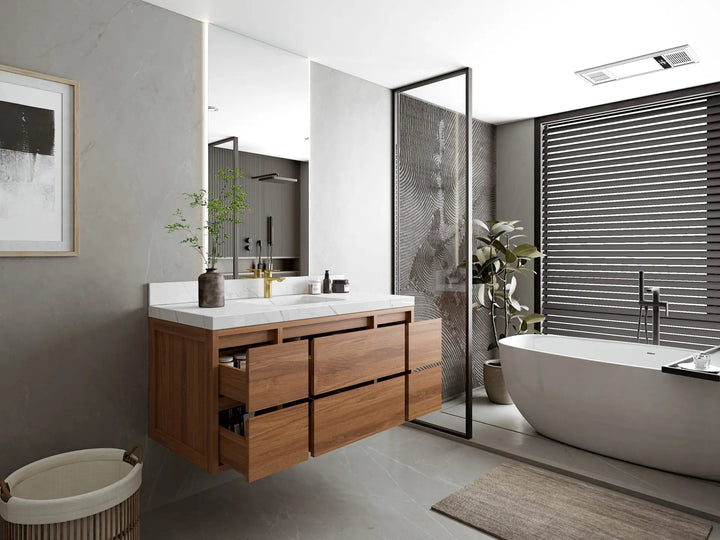 Madison Floating Teak 48 in. W x 22 in. D Single Sink Bathroom Vanity - photo 3