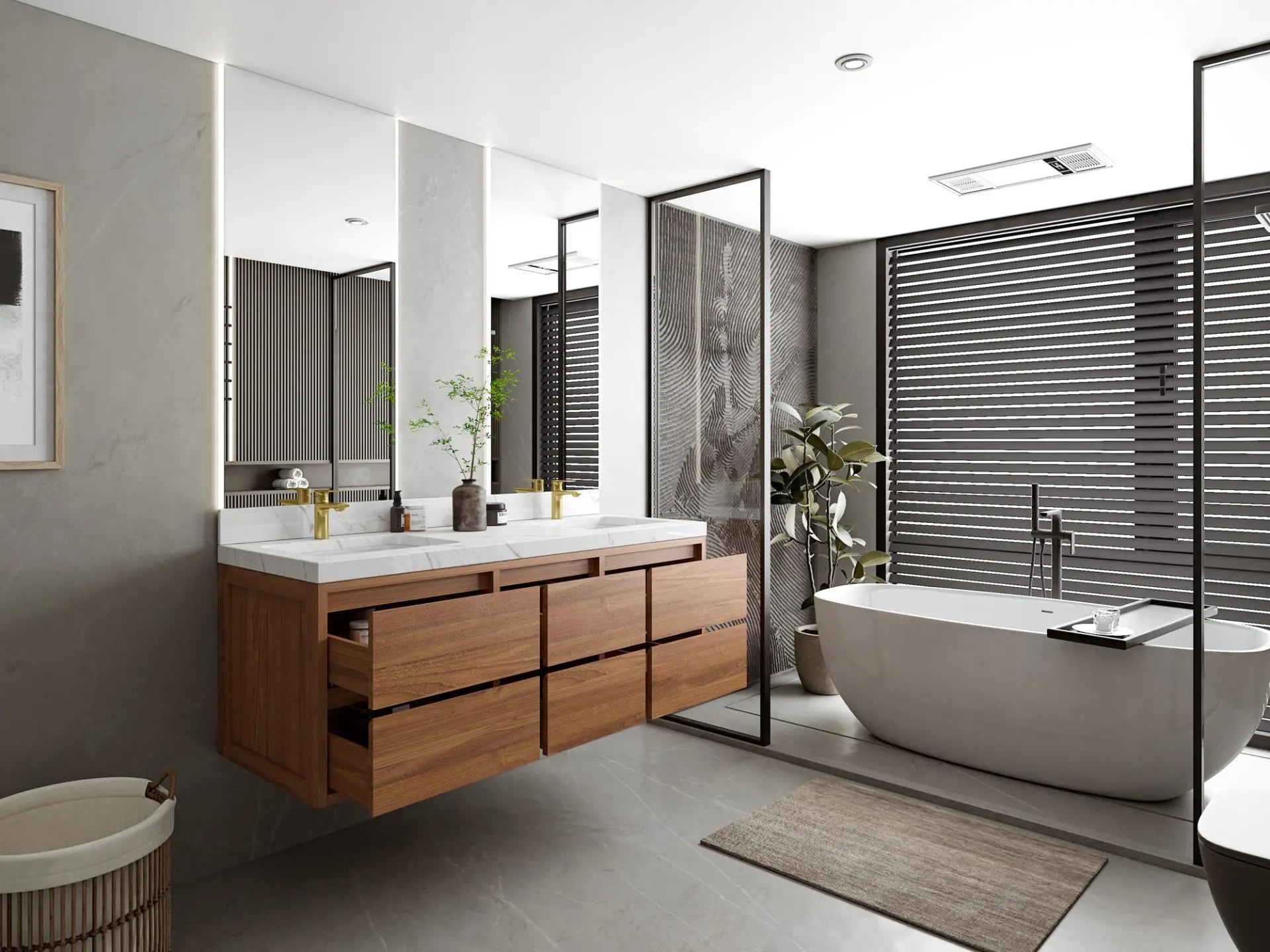 Madison Floating Teak Wood 60 in. W x 22 in. D Double Sink Bathroom Vanity