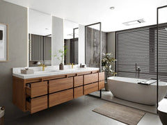 Madison Floating Teak 84 in. W x 22 in. D Double Sink Bathroom Vanity - photo 3