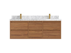 Madison Floating Teak 60 in. W x 22 in. D Double Sink Bathroom Vanity - photo 12