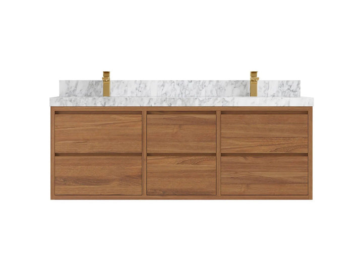 Madison Floating Teak 60 in. W x 22 in. D Double Sink Bathroom Vanity - photo 12