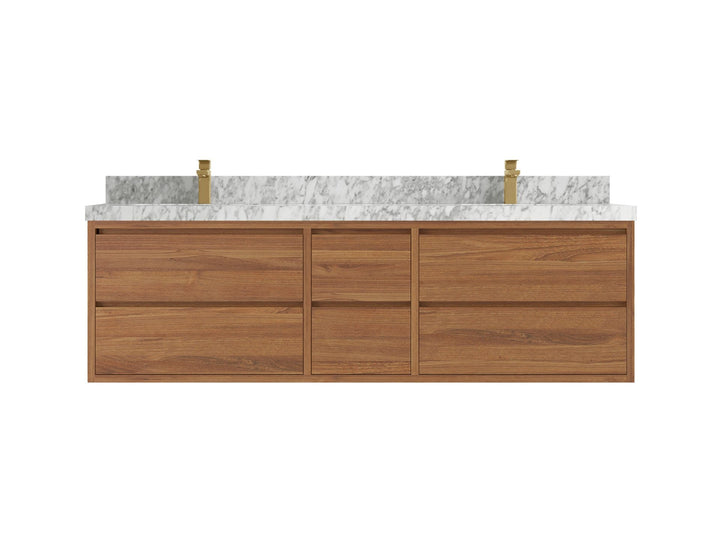 Madison Floating Teak 72 in. W x 22 in. D Double Sink Bathroom Vanity - photo 12