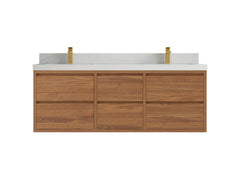 Madison Floating Teak 60 in. W x 22 in. D Double Sink Bathroom Vanity - photo 13